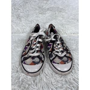 Coach Shoes Womens Size 8 Multicolor Canvas Lace Up Signature C Print Sneaker